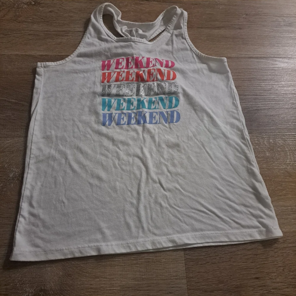 The Children's Place 'Weekend' Graphic Design Kids Racerback Tank Top Size Large